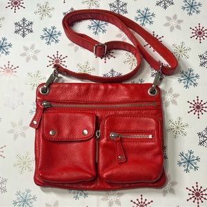 Fossil Red Sutton Leather Crossbody Bag